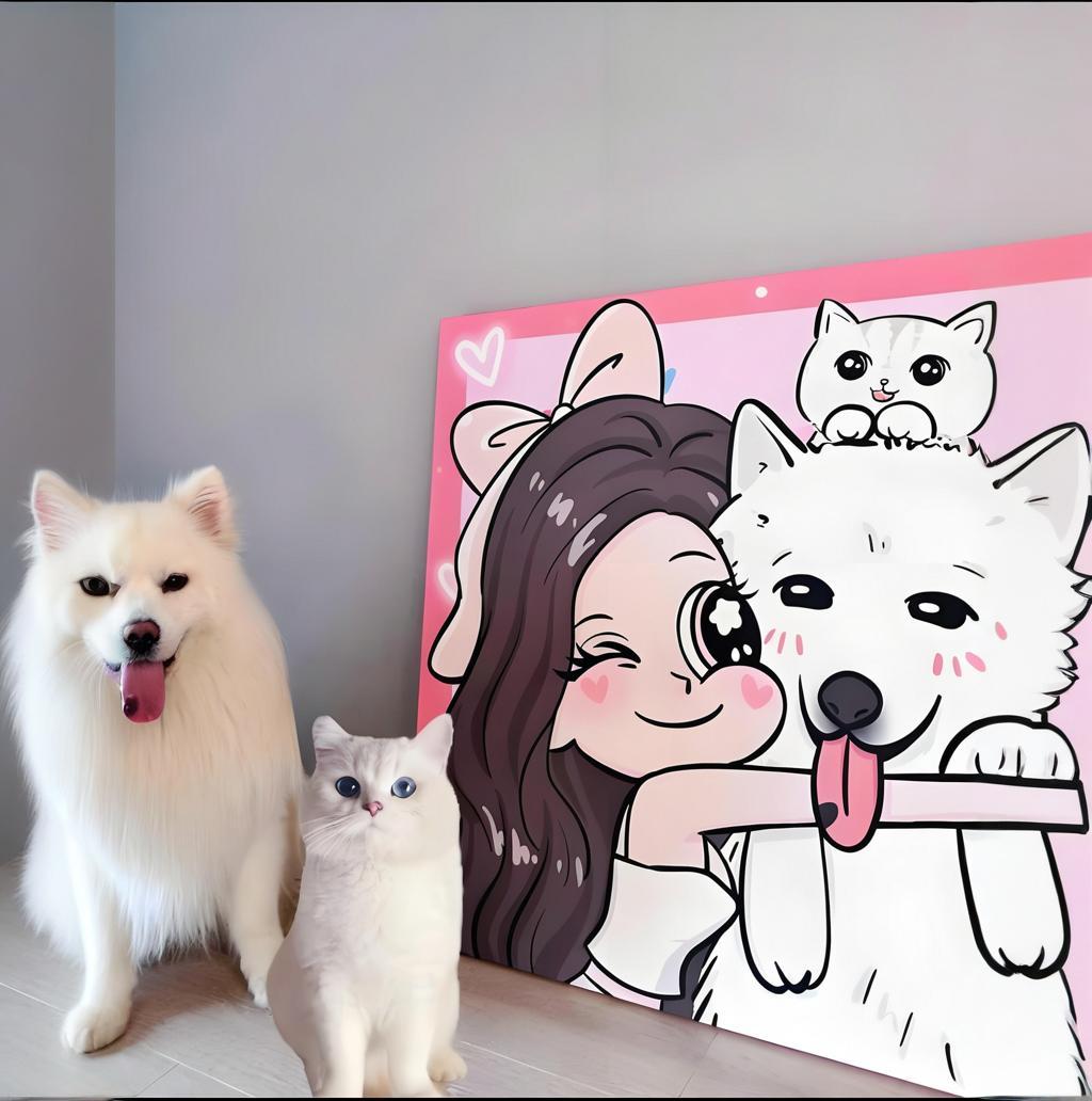 Custom Pet Cartoon Portrait - Personalized Gift for Pet Lovers