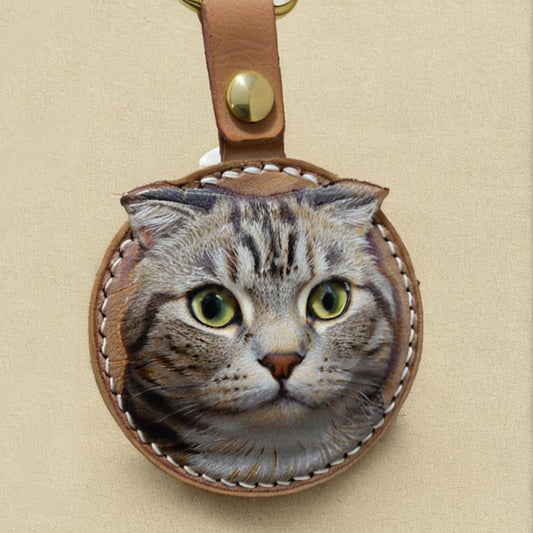 3D Handcrafted Leather Keychain – Custom Pet Portraits